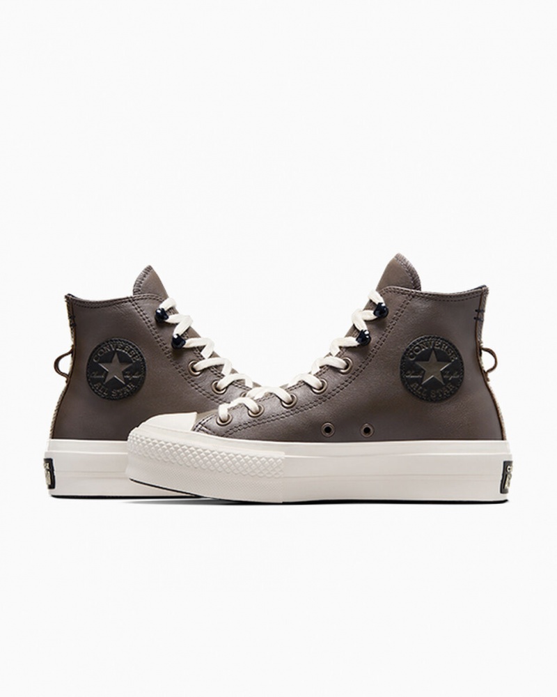 Converse Chuck Taylor All Star Lift flatforms Fleece-επενδυση δερματινα μαυρα | VSEDCY-681