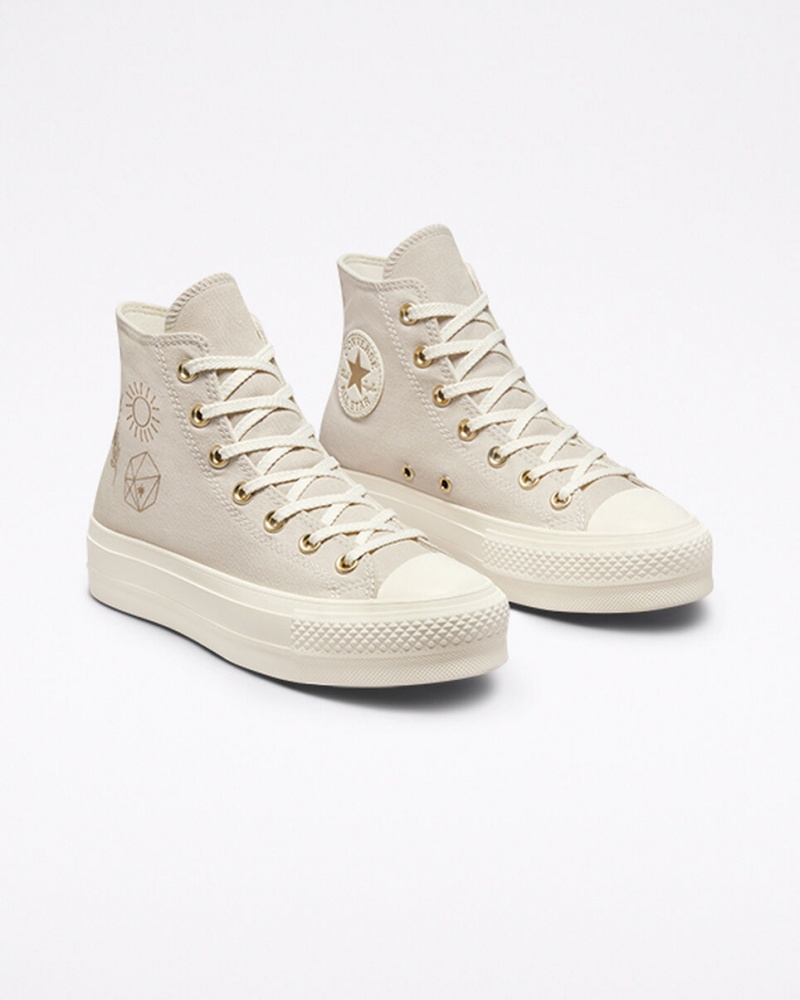 Converse Chuck Taylor All Star Lift flatforms Golden Elements ανοιχτο χρυσο χρωμα | LFVXSB-085