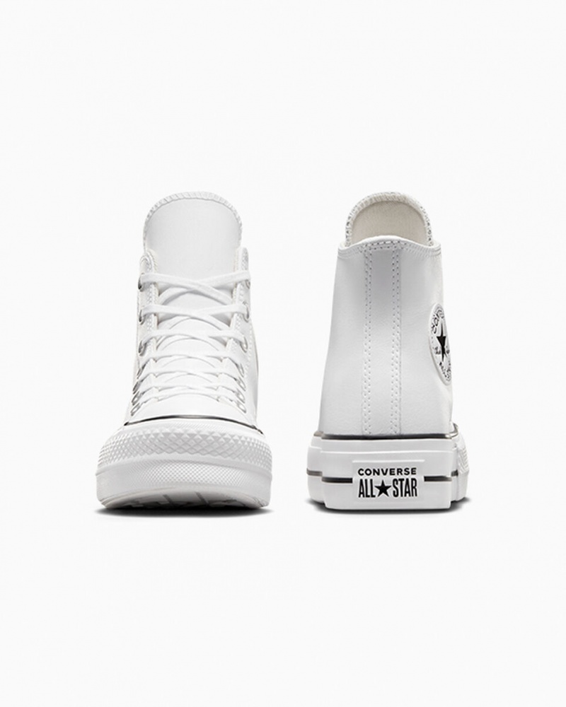 Converse Chuck Taylor All Star Lift flatforms δερματινα ασπρα μαυρα ασπρα | EXPLFJ-310