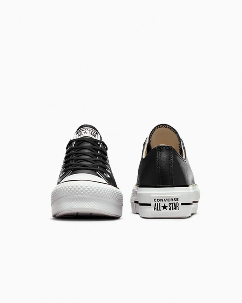 Converse Chuck Taylor All Star Lift flatforms δερματινα μαυρα μαυρα ασπρα | HPWFUQ-769