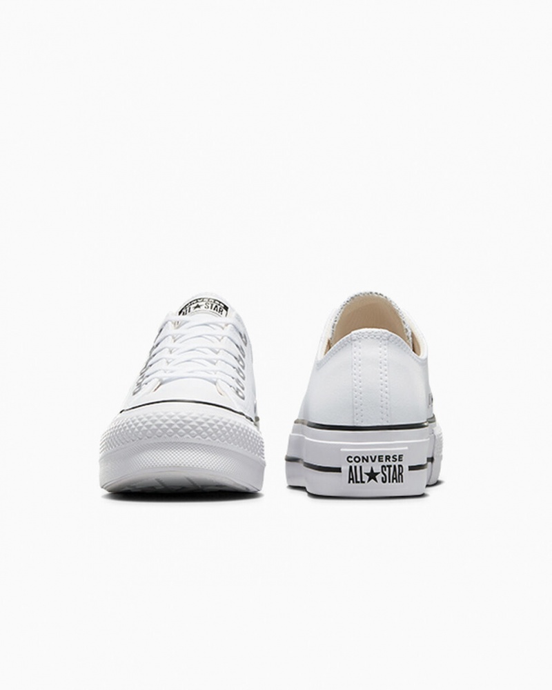 Converse Chuck Taylor All Star Lift flatforms δερματινα ασπρα μαυρα ασπρα | HSOPEY-792