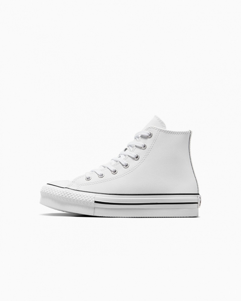 Converse Chuck Taylor All Star Lift flatforms δερματινα ασπρα μαυρα | RGCWQM-912