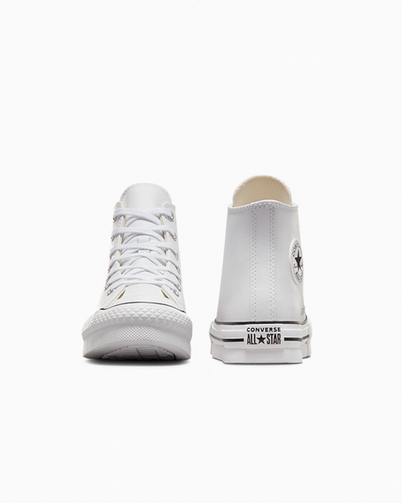 Converse Chuck Taylor All Star Lift flatforms δερματινα ασπρα μαυρα | RGCWQM-912