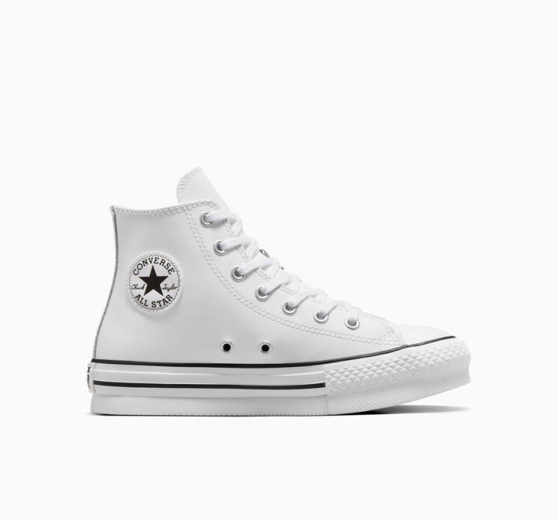 Converse Chuck Taylor All Star Lift flatforms δερματινα ασπρα μαυρα | RGCWQM-912