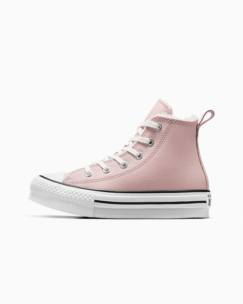 Converse Chuck Taylor All Star Lift flatforms δερματινα & Faux Fur ροζ ασπρα μαυρα | OSYPJE-926