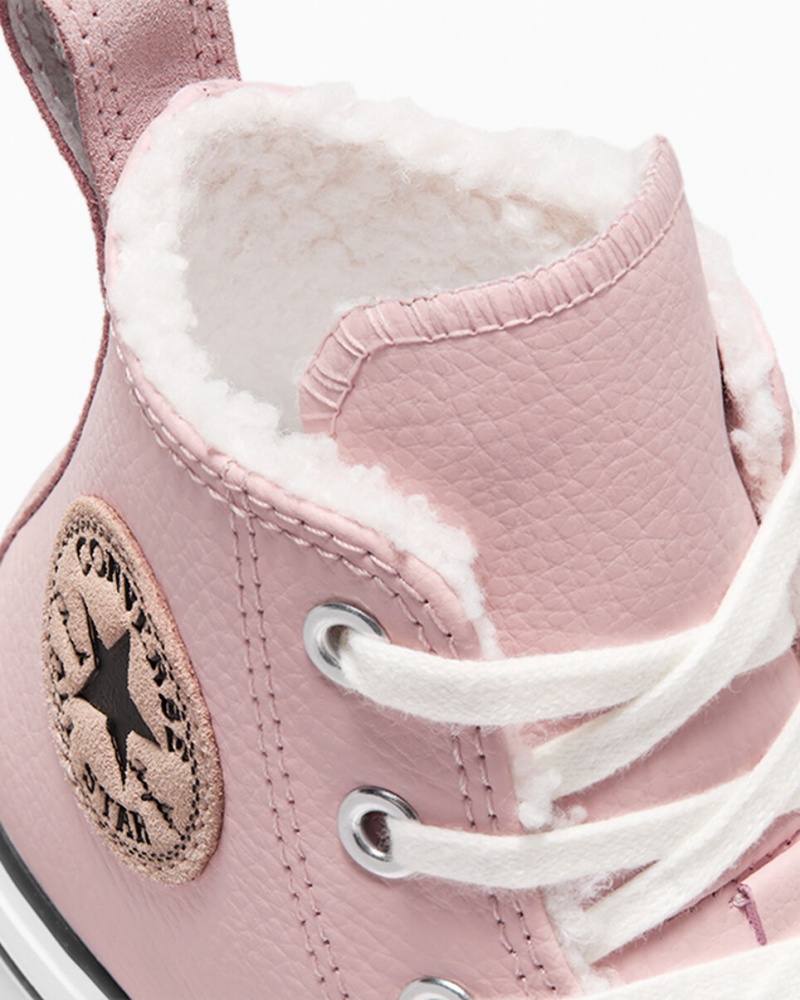 Converse Chuck Taylor All Star Lift flatforms δερματινα & Faux Fur ροζ ασπρα μαυρα | OSYPJE-926