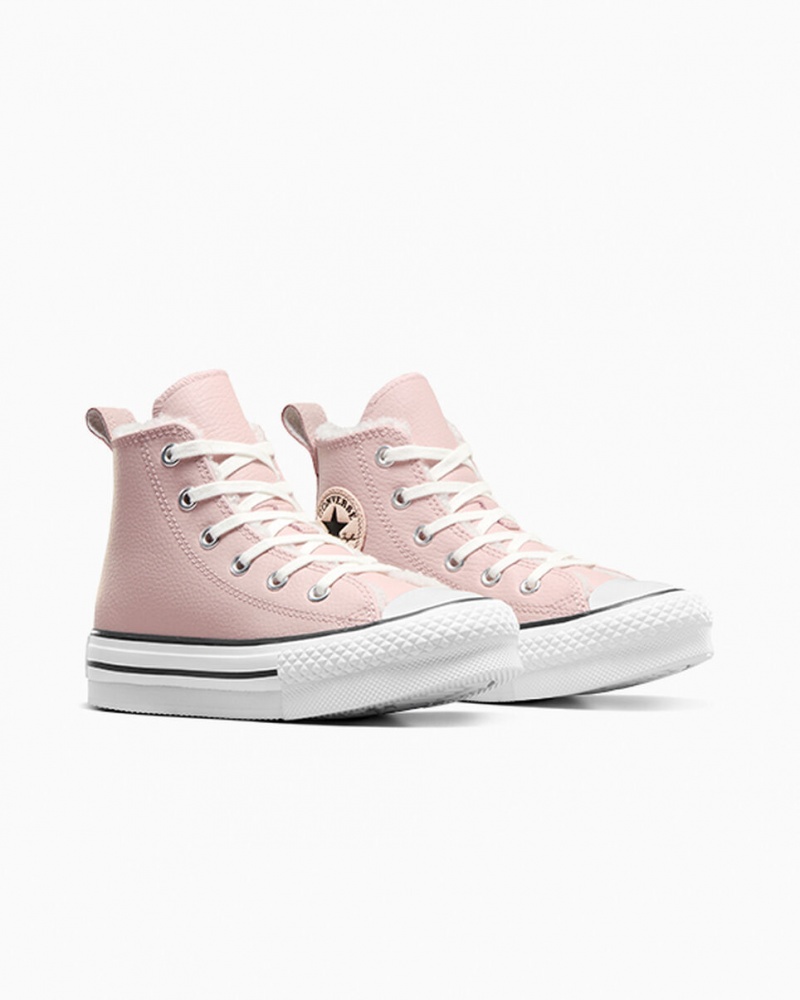 Converse Chuck Taylor All Star Lift flatforms δερματινα & Faux Fur ροζ ασπρα μαυρα | OSYPJE-926