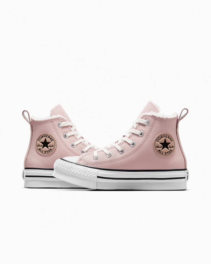 Converse Chuck Taylor All Star Lift flatforms δερματινα & Faux Fur ροζ ασπρα μαυρα | OSYPJE-926