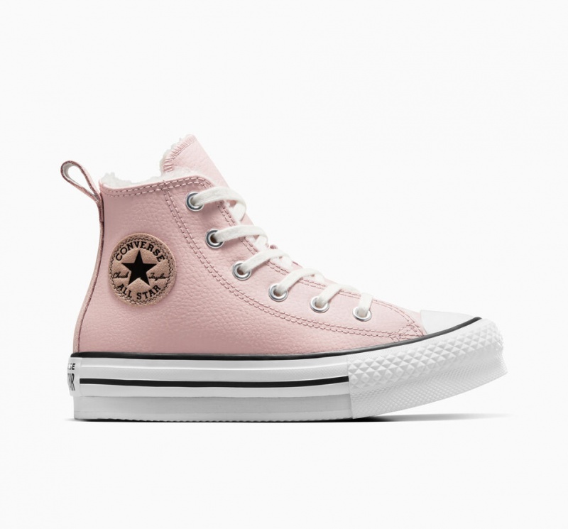 Converse Chuck Taylor All Star Lift flatforms δερματινα & Faux Fur ροζ ασπρα μαυρα | OSYPJE-926