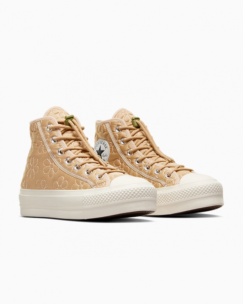 Converse Chuck Taylor All Star Lift flatforms Καπιτονέ Χακί | NKVBRF-956