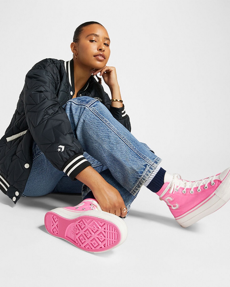 Converse Chuck Taylor All Star Lift flatforms Retro Varsity ροζ ροζ | NFHMZP-720