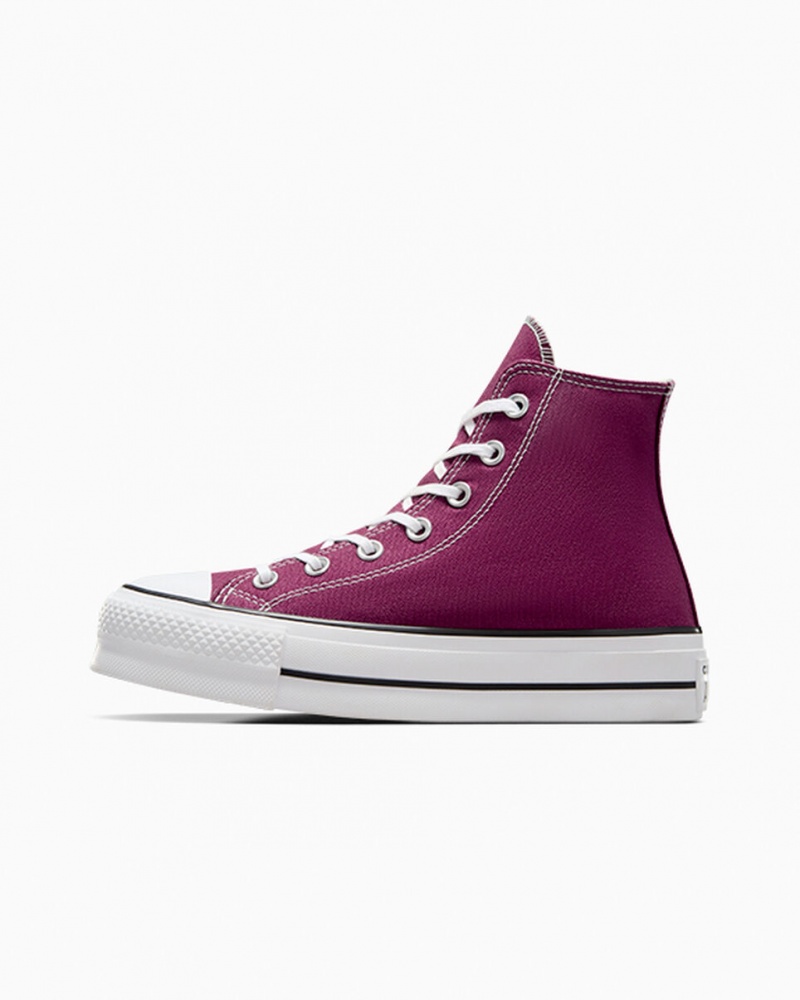 Converse Chuck Taylor All Star Lift flatforms Seasonal Color ασπρα μαυρα | OKHPYG-317