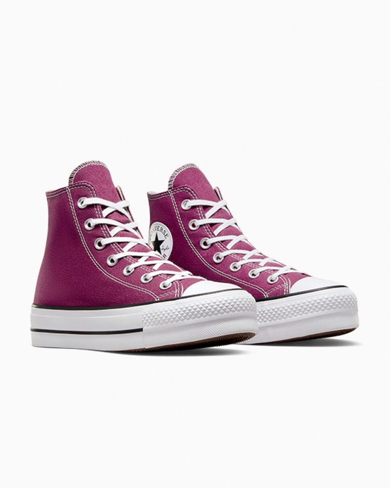 Converse Chuck Taylor All Star Lift flatforms Seasonal Color ασπρα μαυρα | OKHPYG-317