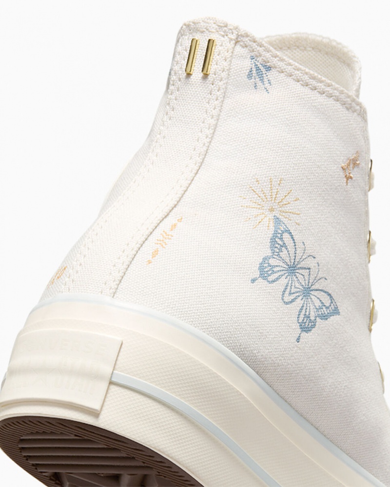 Converse Chuck Taylor All Star Lift flatforms Tiny Tattoos ασπρα μπλε | KNHSTO-274