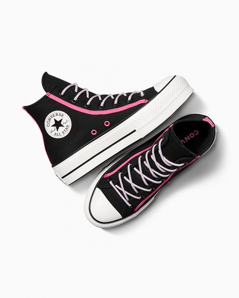 Converse Chuck Taylor All Star Lift flatforms Utility Twist μαυρα ροζ ασπρα | BMLTPF-140