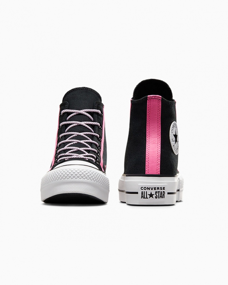 Converse Chuck Taylor All Star Lift flatforms Utility Twist μαυρα ροζ ασπρα | BMLTPF-140