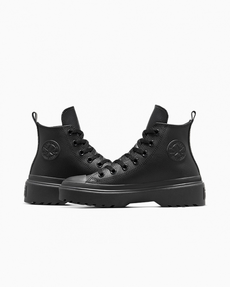 Converse Chuck Taylor All Star Lugged Lift flatforms δερματινα μαυρα μαυρα μαυρα | BKVNRH-182