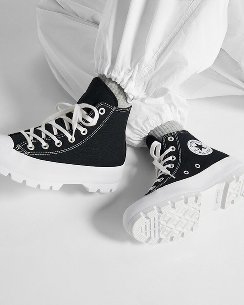 Converse Chuck Taylor All Star Lugged μαυρα ασπρα μαυρα | OVQPJH-650