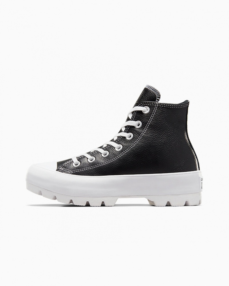 Converse Chuck Taylor All Star Lugged δερματινα μαυρα ασπρα ασπρα | CUGXIE-357