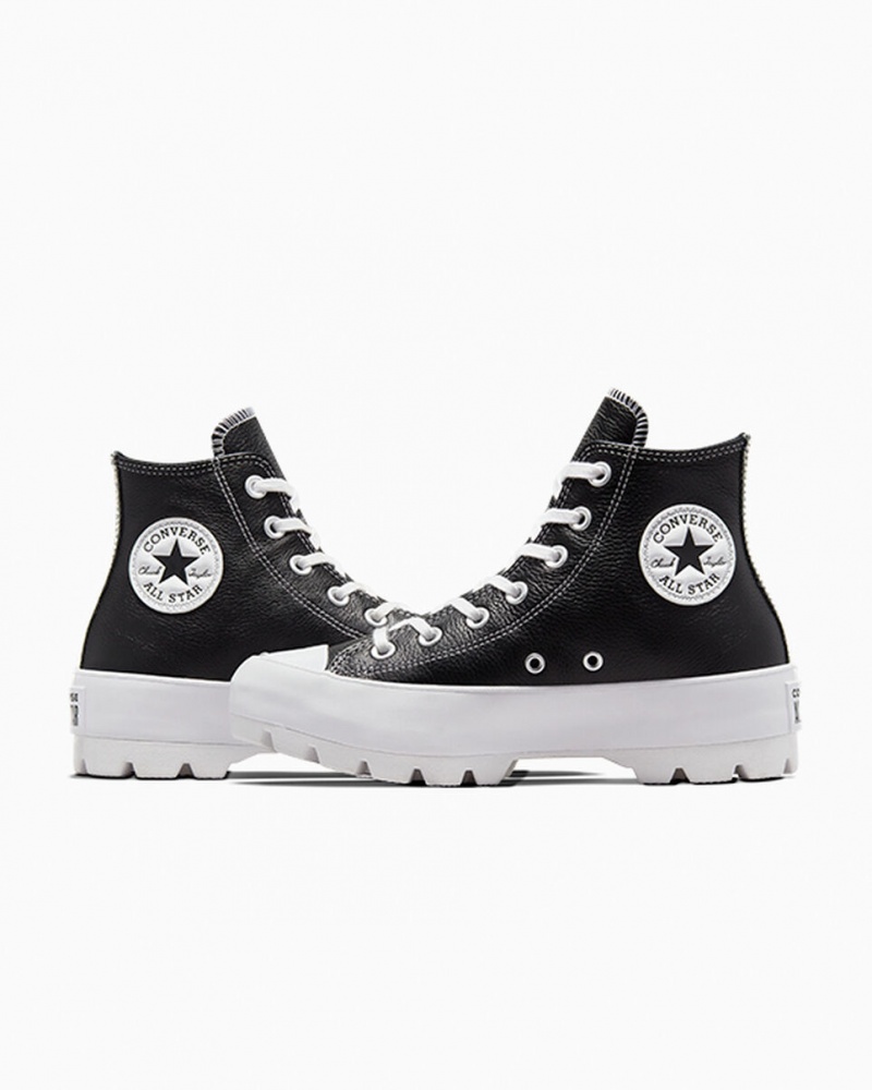 Converse Chuck Taylor All Star Lugged δερματινα μαυρα ασπρα ασπρα | CUGXIE-357