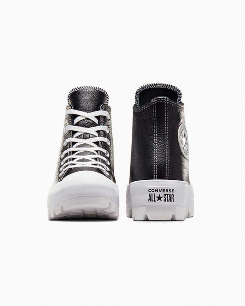 Converse Chuck Taylor All Star Lugged δερματινα μαυρα ασπρα ασπρα | CUGXIE-357