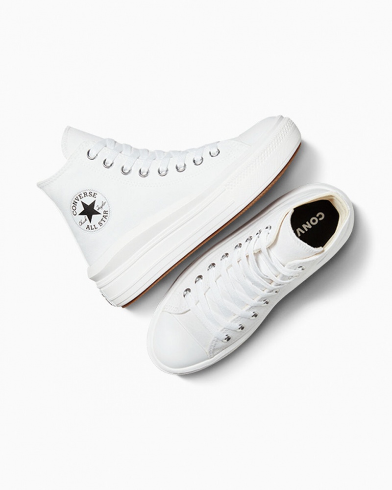 Converse Chuck Taylor All Star Move flatforms ασπρα μαυρα | OUPWNE-719