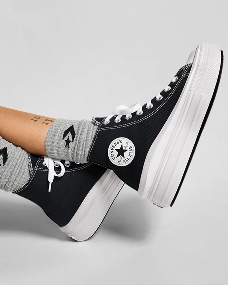 Converse Chuck Taylor All Star Move flatforms μαυρα ασπρα | VBESKY-654