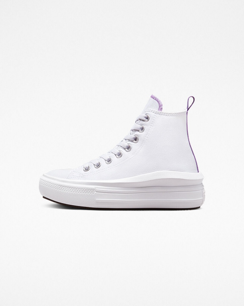 Converse Chuck Taylor All Star Move flatforms ασπρα μωβ ασπρα | IFXSHC-719