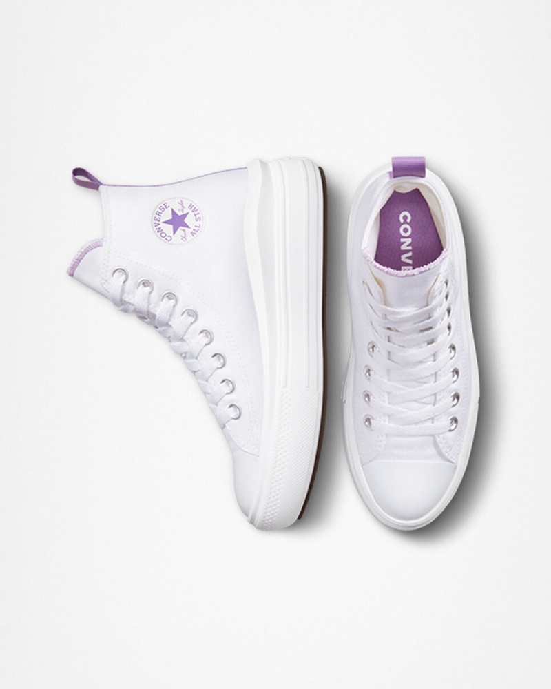 Converse Chuck Taylor All Star Move flatforms ασπρα μωβ ασπρα | IFXSHC-719