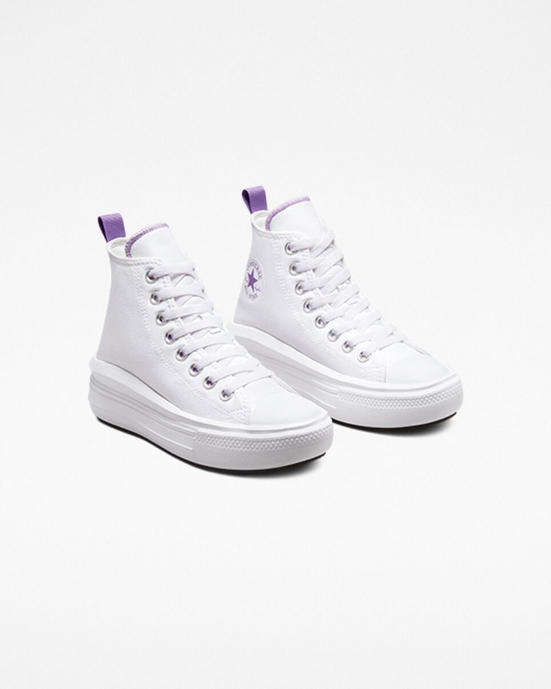 Converse Chuck Taylor All Star Move flatforms ασπρα μωβ ασπρα | IFXSHC-719