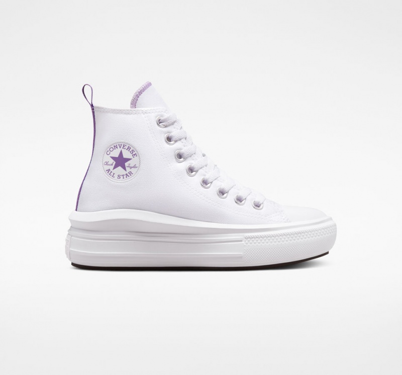 Converse Chuck Taylor All Star Move flatforms ασπρα μωβ ασπρα | IFXSHC-719