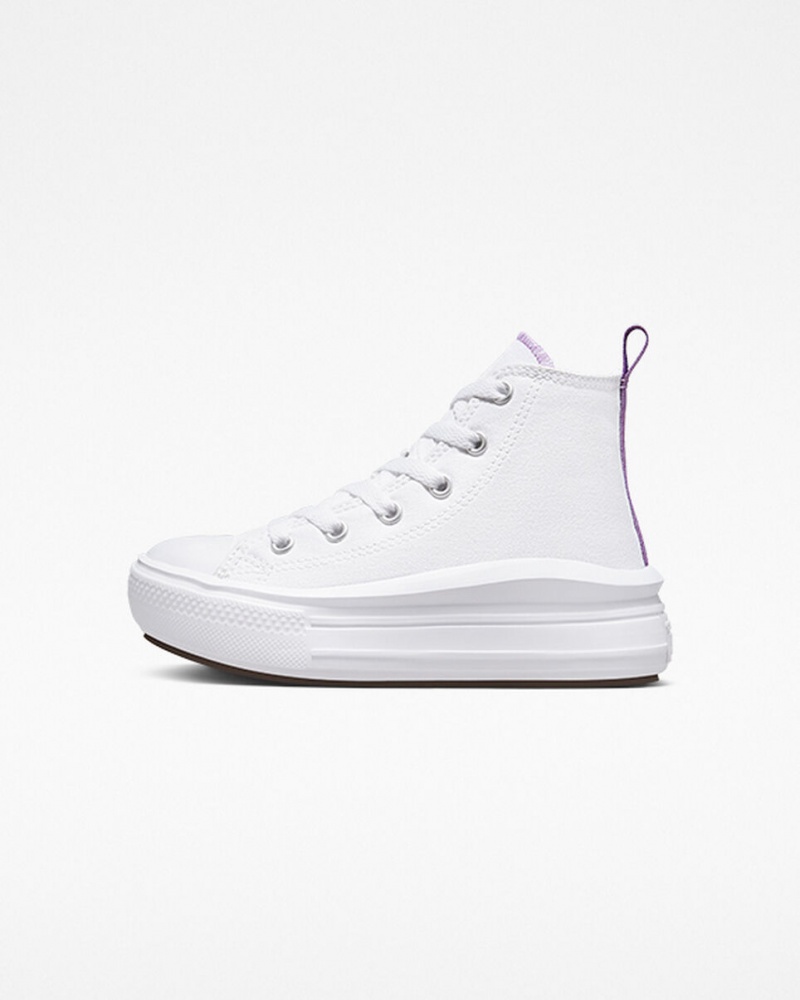 Converse Chuck Taylor All Star Move flatforms ασπρα μωβ ασπρα | RHDAPB-409