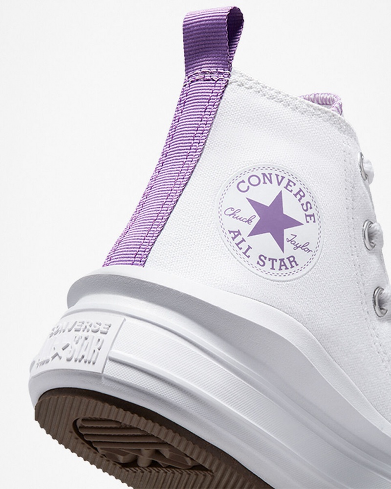 Converse Chuck Taylor All Star Move flatforms ασπρα μωβ ασπρα | RHDAPB-409