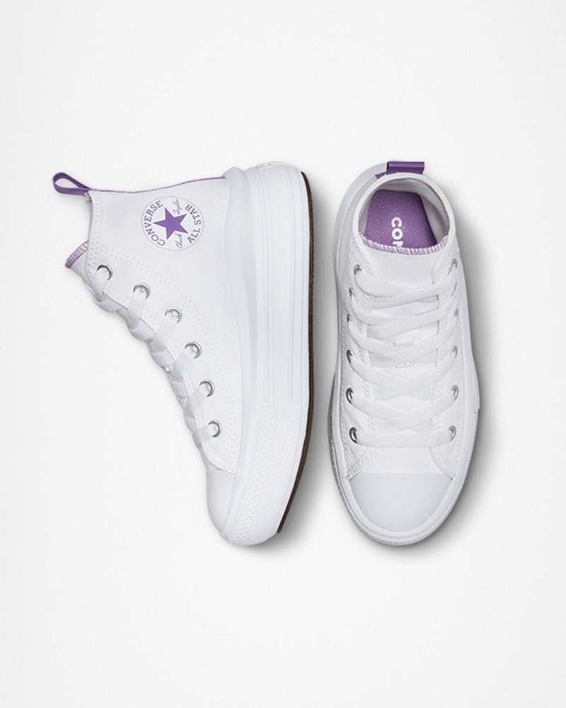 Converse Chuck Taylor All Star Move flatforms ασπρα μωβ ασπρα | RHDAPB-409