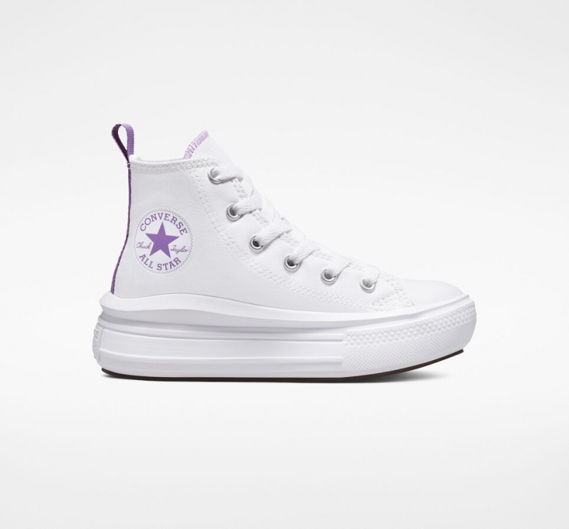 Converse Chuck Taylor All Star Move flatforms ασπρα μωβ ασπρα | RHDAPB-409