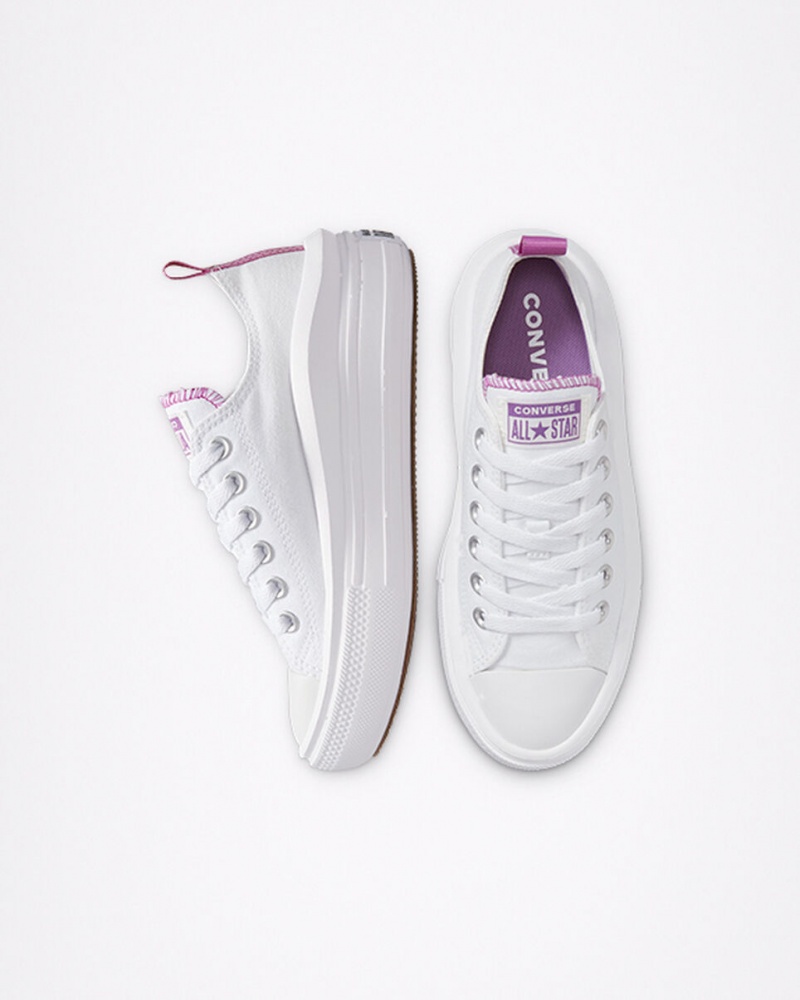 Converse Chuck Taylor All Star Move flatforms ασπρα μωβ ασπρα | TVBFNE-015