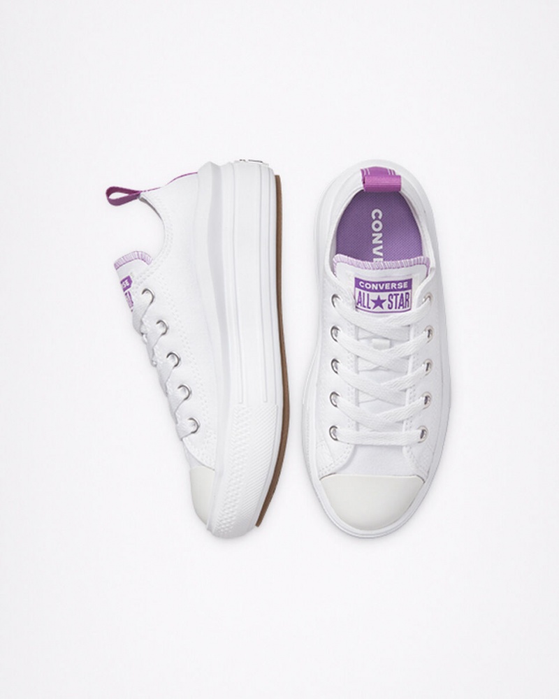 Converse Chuck Taylor All Star Move flatforms ασπρα μωβ ασπρα | MNQPKJ-428