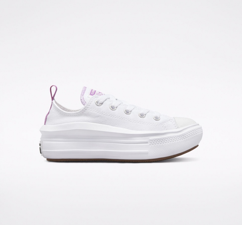 Converse Chuck Taylor All Star Move flatforms ασπρα μωβ ασπρα | MNQPKJ-428