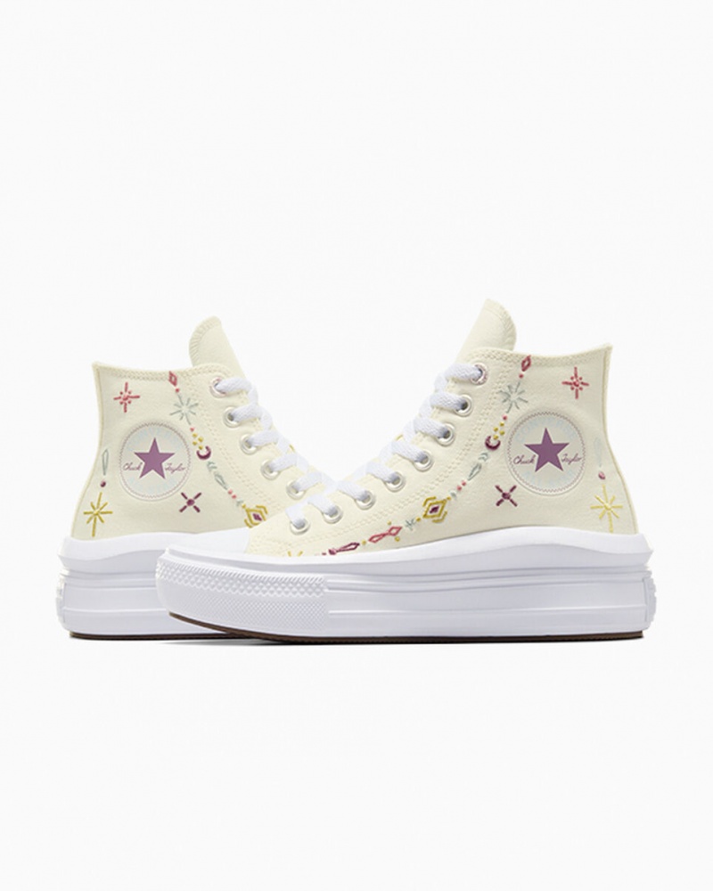 Converse Chuck Taylor All Star Move flatforms Alchemy Embroidery ασπρα | FTZBCV-031