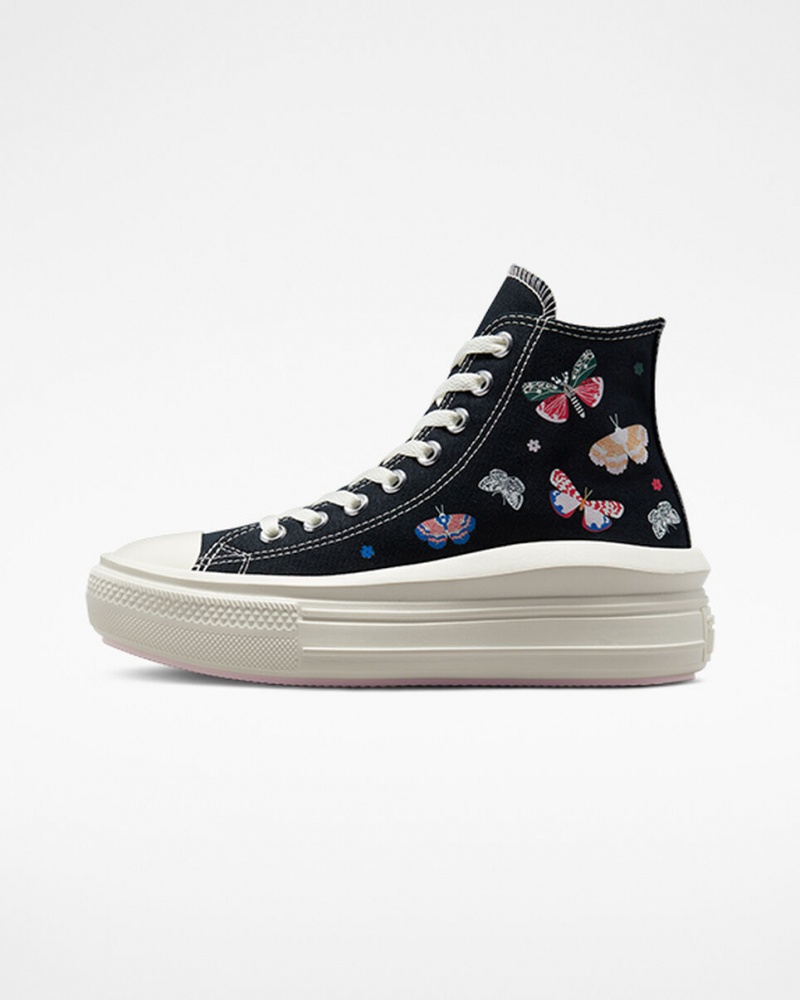 Converse Chuck Taylor All Star Move flatforms Butterfly Wings μαυρα ροζ | UBHWZF-459