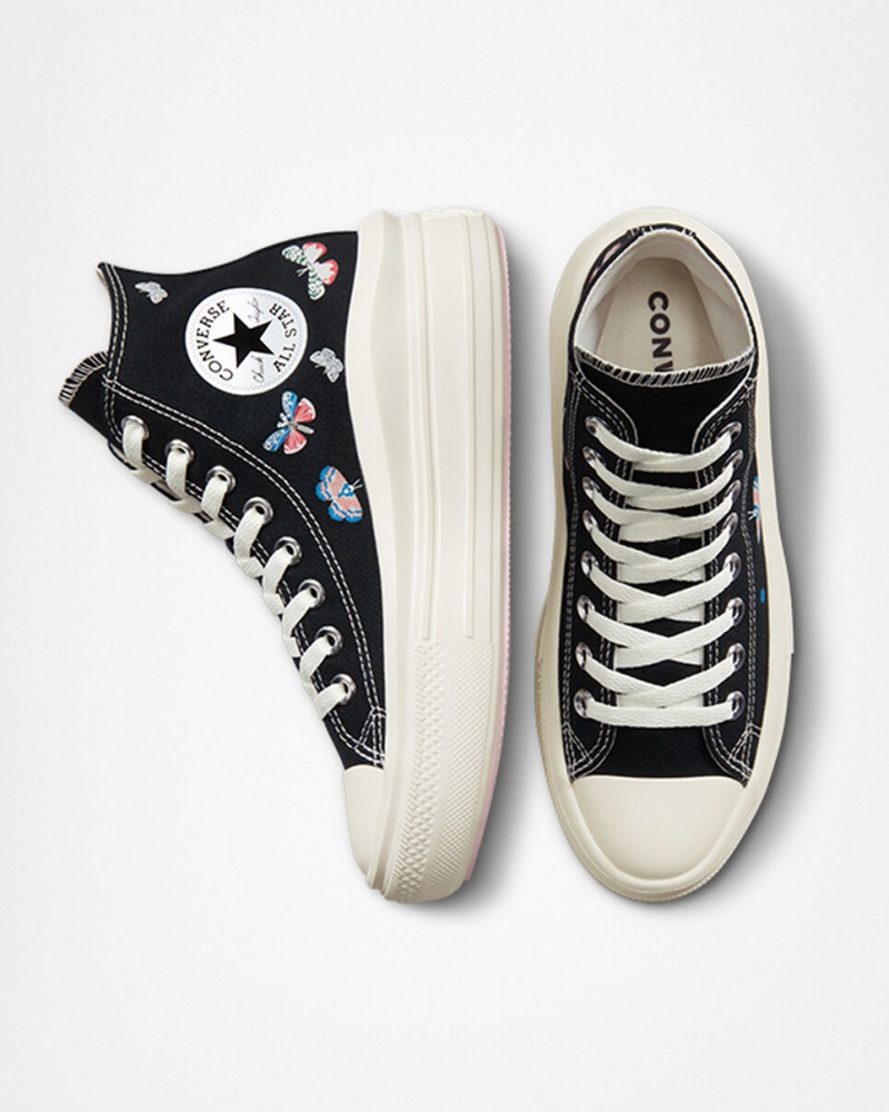 Converse Chuck Taylor All Star Move flatforms Butterfly Wings μαυρα ροζ | UBHWZF-459