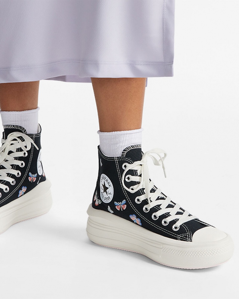 Converse Chuck Taylor All Star Move flatforms Butterfly Wings μαυρα ροζ | UBHWZF-459