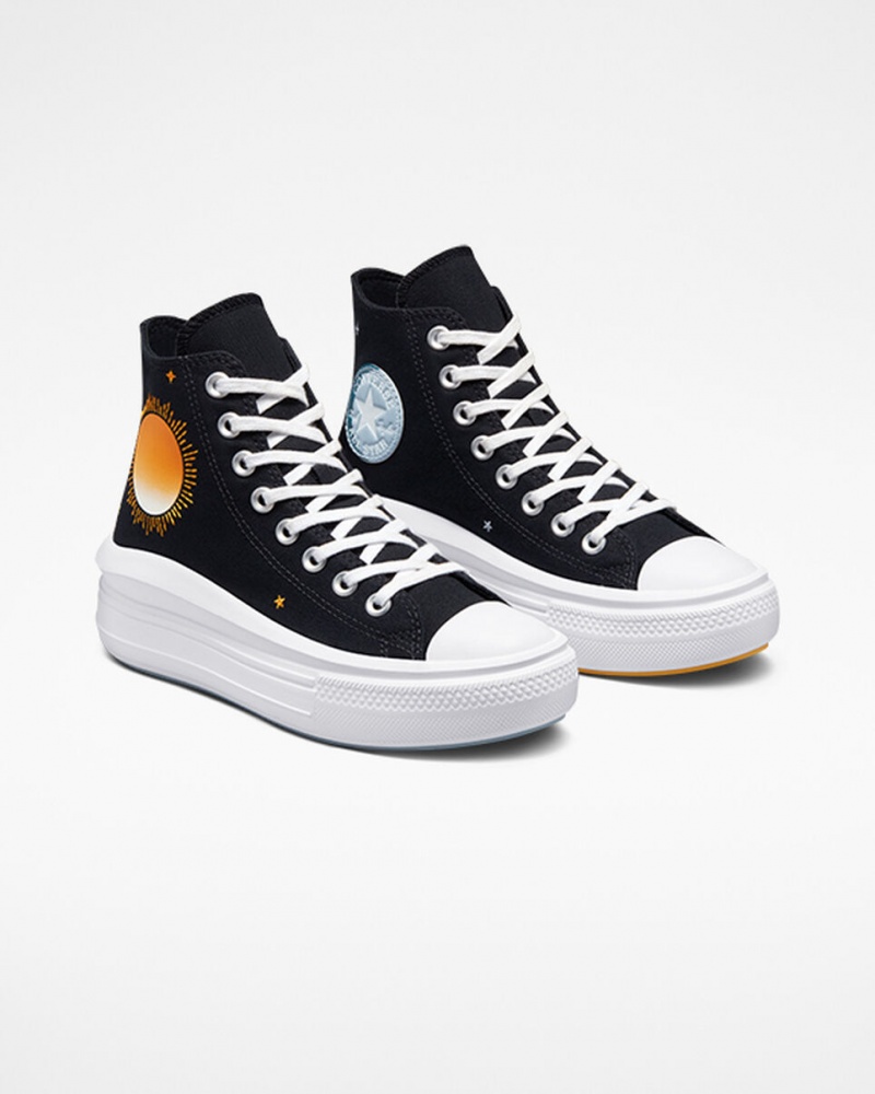 Converse Chuck Taylor All Star Move flatforms Celestial μαυρα κίτρινα | VKGWMR-731