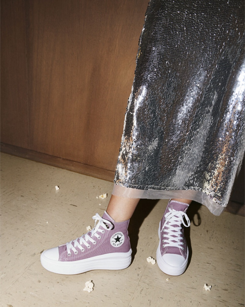 Converse Chuck Taylor All Star Move flatforms Seasonal Color ασπρα μαυρα | KMCDGH-182