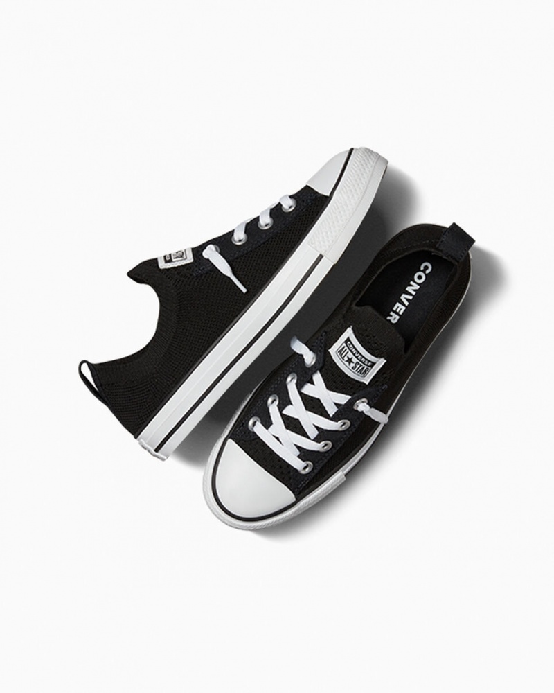 Converse Chuck Taylor All Star Shoreline Knit Slip μαυρα ασπρα μαυρα | DOAHUM-935