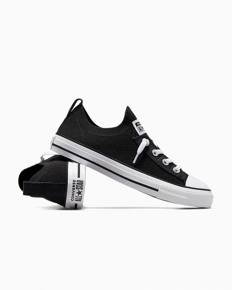 Converse Chuck Taylor All Star Shoreline Knit Slip μαυρα ασπρα μαυρα | DOAHUM-935