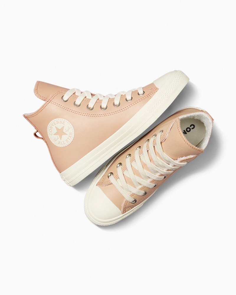 Converse Chuck Taylor All Star δερματινα Faux Fur Lining Epic Dune / Egret / Egret | KYFUCJ-786