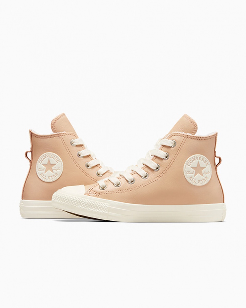 Converse Chuck Taylor All Star δερματινα Faux Fur Lining Epic Dune / Egret / Egret | KYFUCJ-786