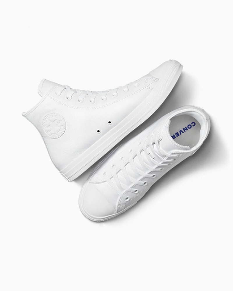 Converse Chuck Taylor All Star δερματινα ασπρα | JIWMCQ-307