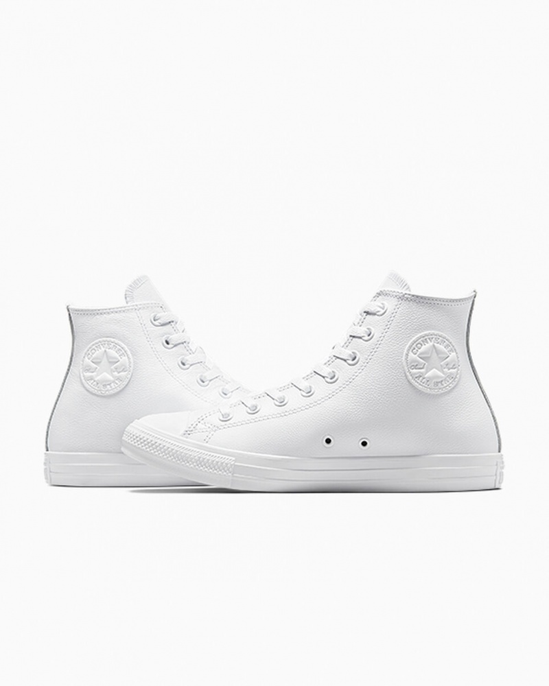 Converse Chuck Taylor All Star δερματινα ασπρα | JIWMCQ-307